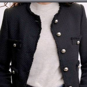 Mango pocket tweed Wintour jacket, black NWT